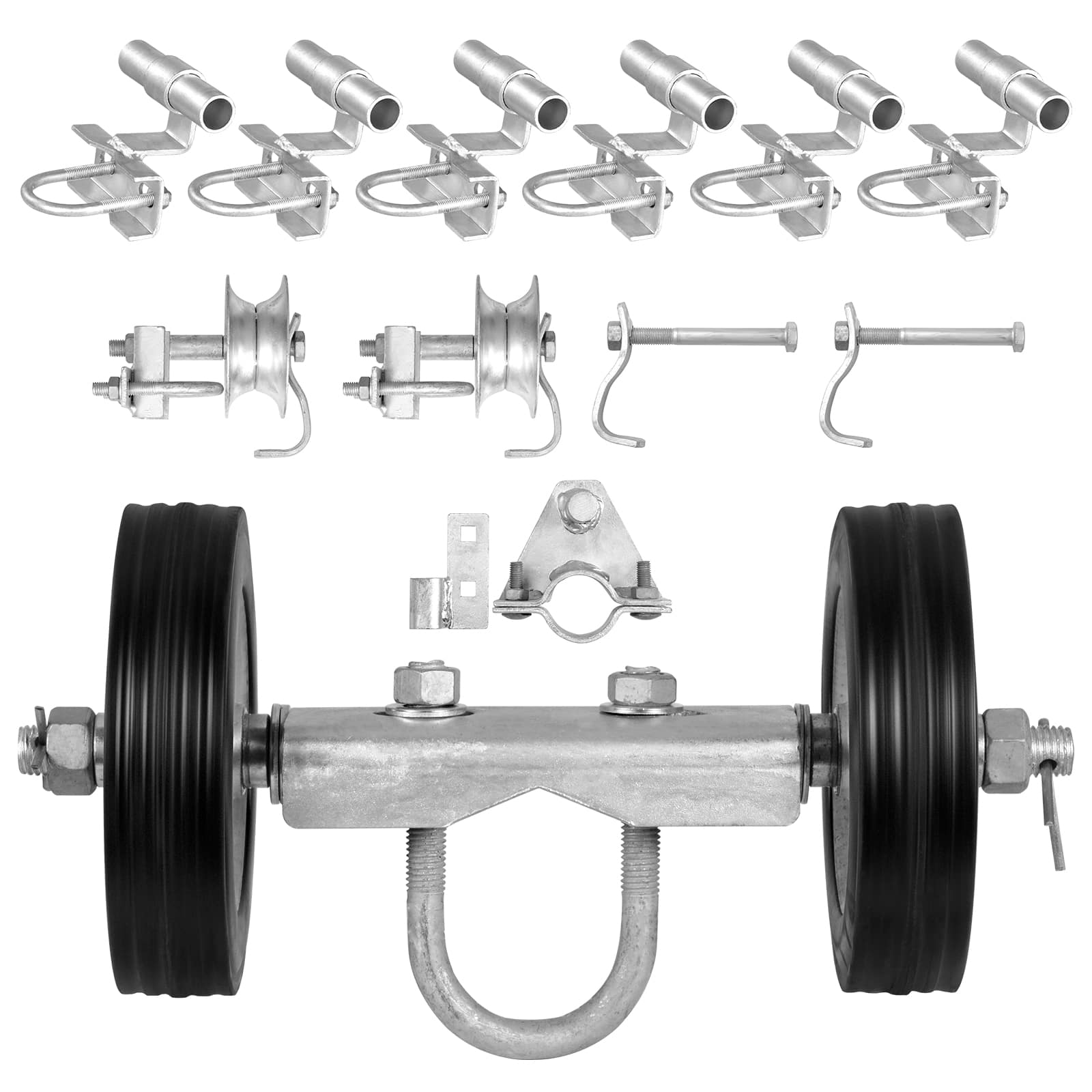 "VEVOR - Sliding Gate Kit, 6” Rolling Gate Hardware Kit C-type, Wheel Carrier with Two 6"" Wheels Support, Heavy Duty Sliding Gate - Black;Silver" price history on PriceWatchPro