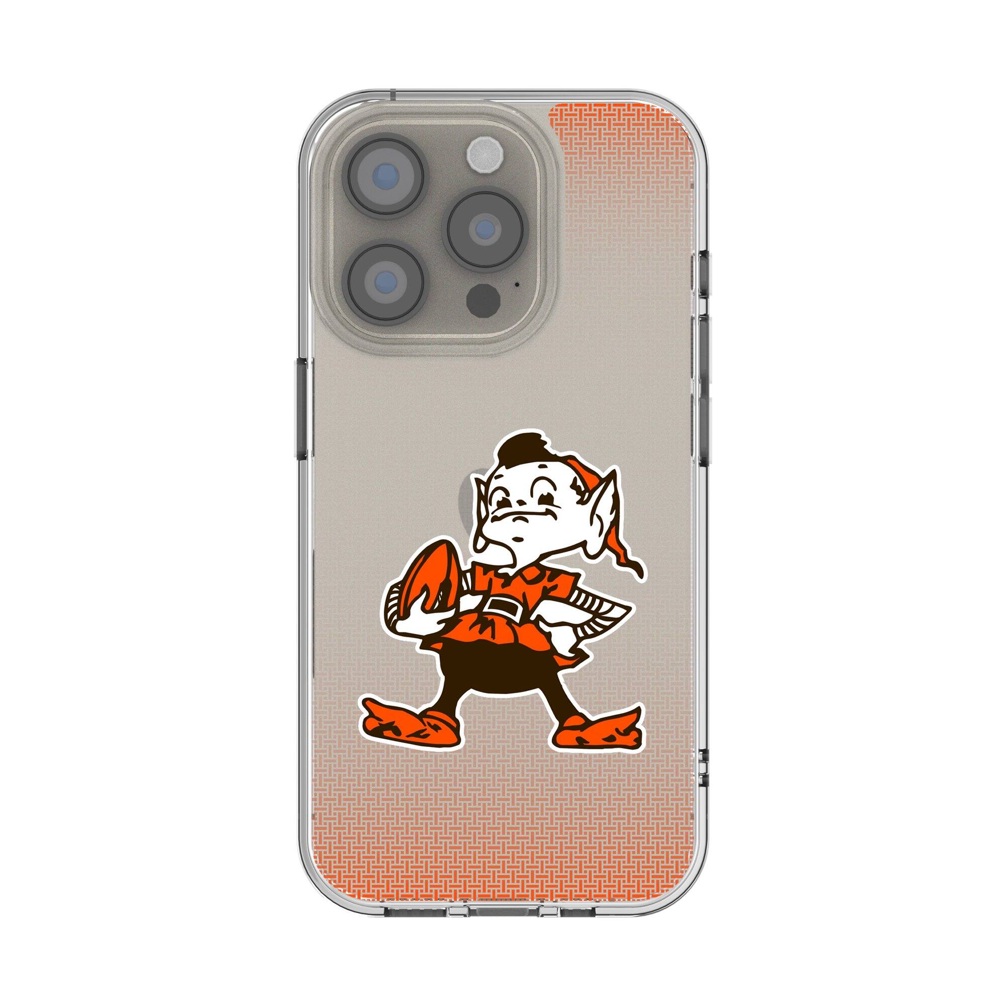 Front. Keyscaper - Cleveland Browns Linen Logo iPhone Clear Case - 16 Pro Max - Multicolor.