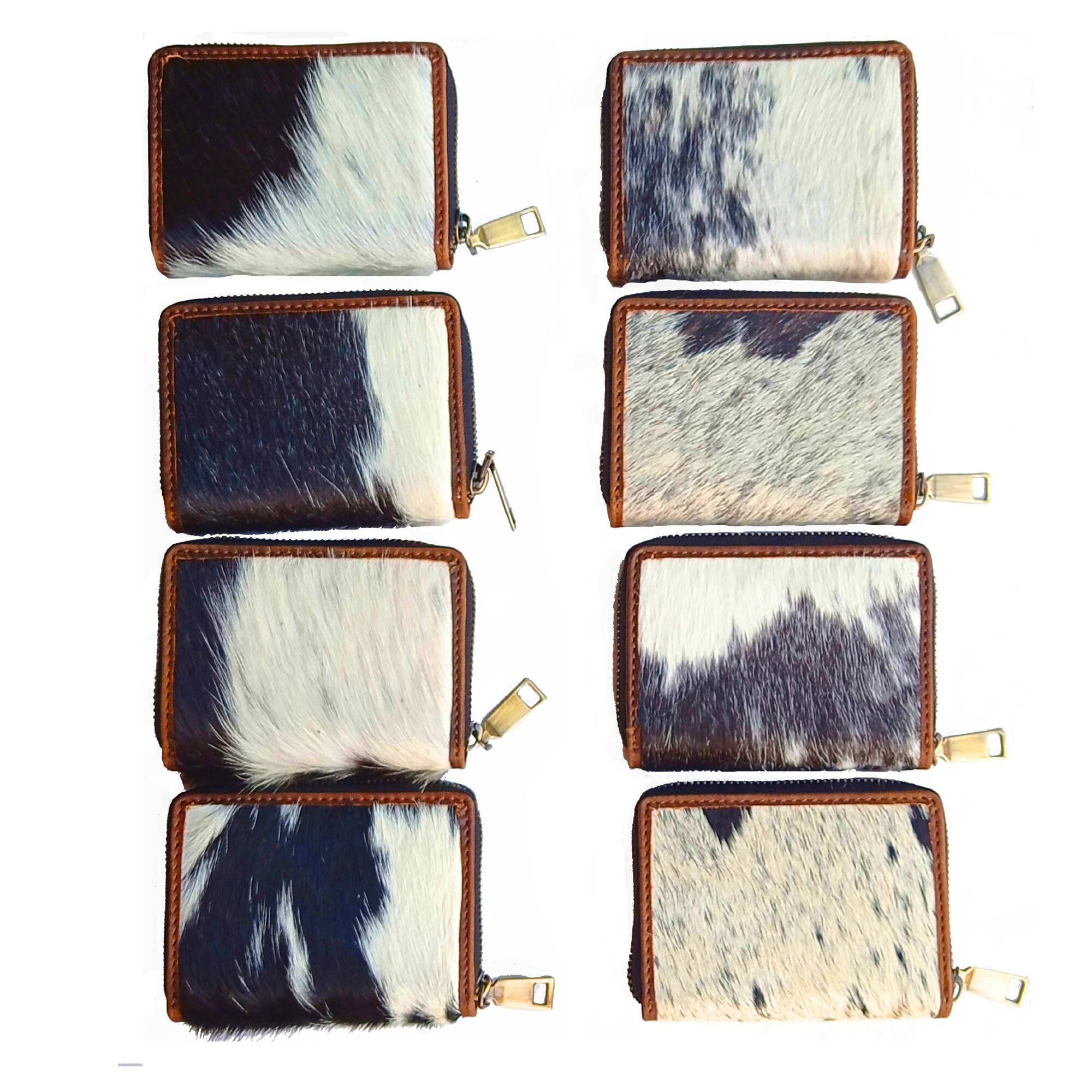 Alt View 3. ESS - eSS Handmade Real Cowhide - Zip Around Accordion - Small Wallet for Women - Black/White Combination.