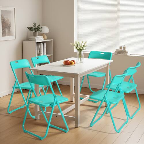 Alt View 7. Winado - 6PCS Plastic Folding Chairs Portable Commercial Seat for Outdoor Indoor Events, Dinning, Wedding, Party, Office, Camping - Mint Green.