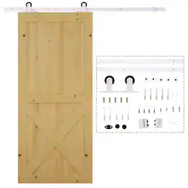 Homcom - Rustic Interior Sliding Barn Door Mounting Hardware Kit -