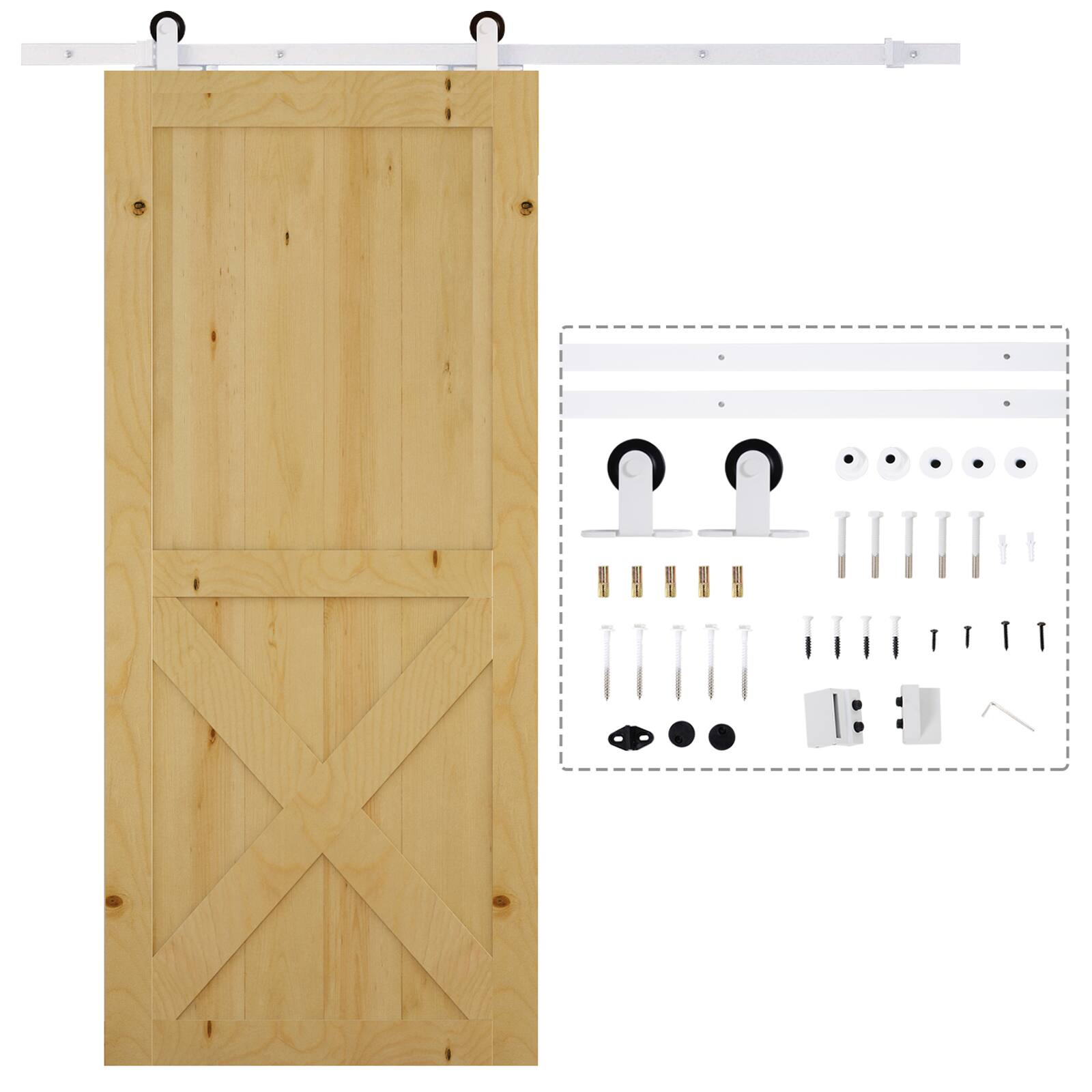 Homcom - Rustic Interior Sliding Barn Door Mounting Hardware Kit -