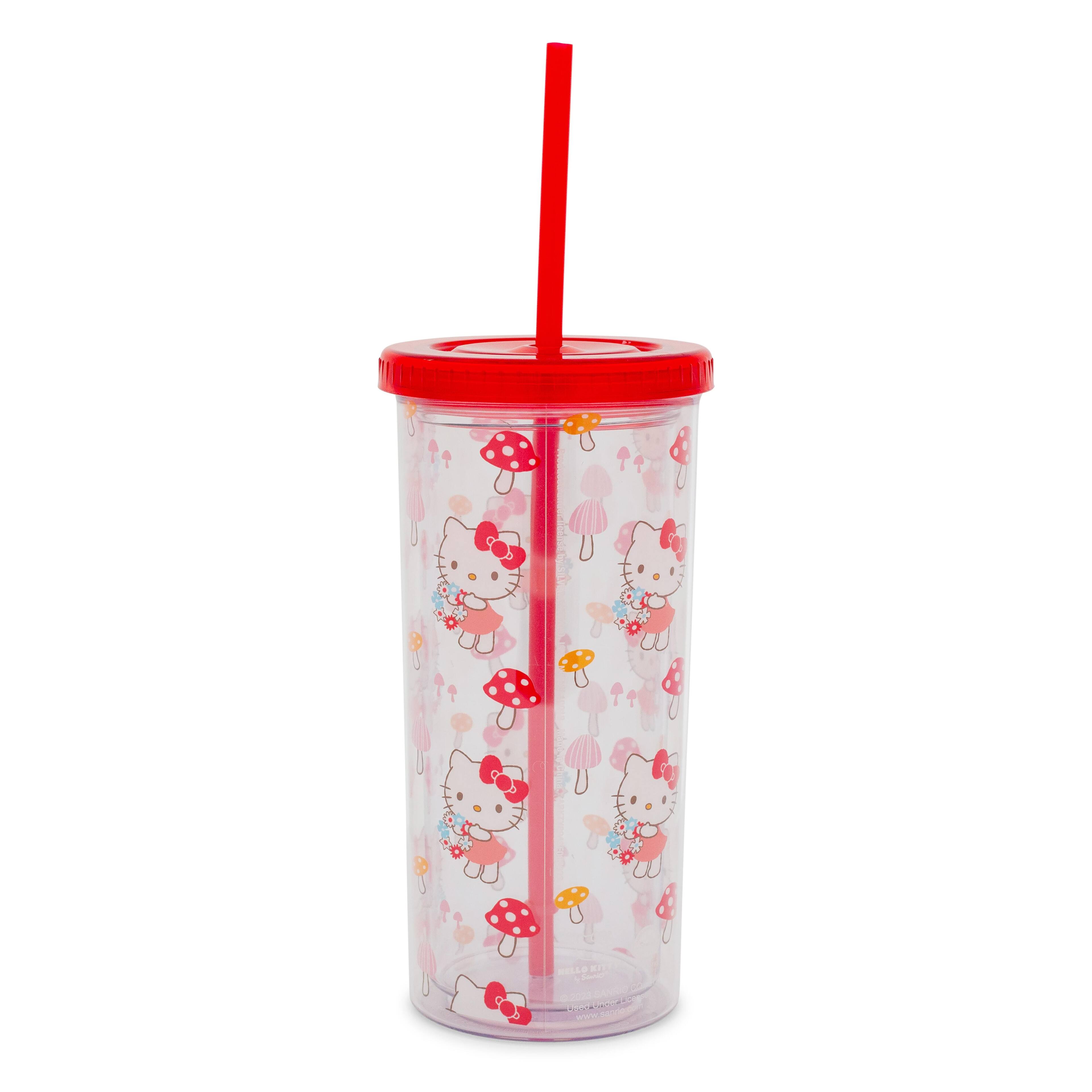 Silver Buffalo - Sanrio Hello Kitty Mushrooms Carnival Cup With Lid and Straw | Holds 20 Ounces - Red