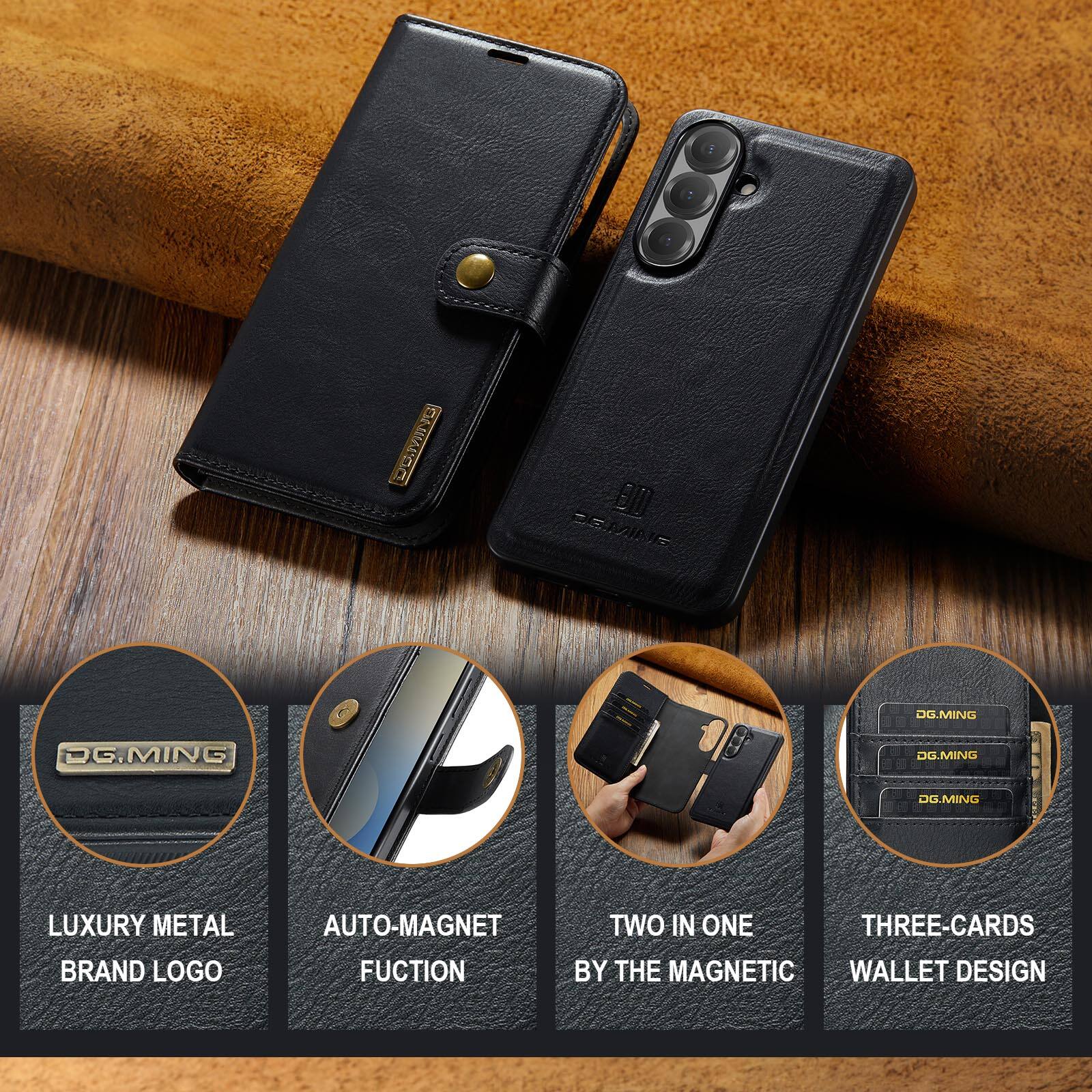 SNIISO DU DEMIN DG.MING DG.MING DG.MING LUXURY METAL BRAND LOGO AUTO-MAGNET FUNCTION TWO IN ONE THREE-CARDS BY THE MAGNETIC WALLET DESIGN