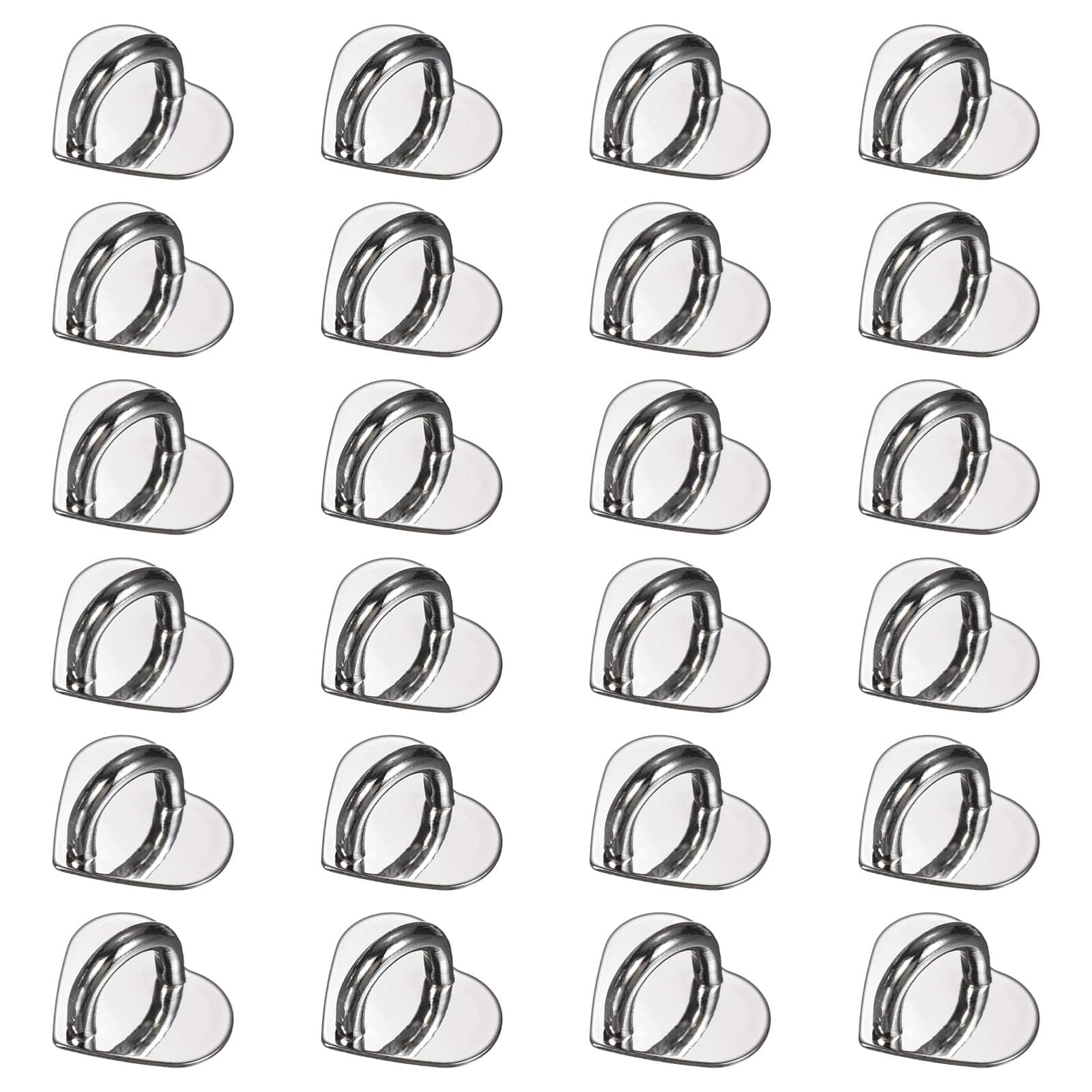 Unique Bargains - Metal Phone Charm Hook 0.8", 24pcs Adhesive Heart Shaped Finger Grip for Smartphones Keychain Tablet Case Accessories - Silver