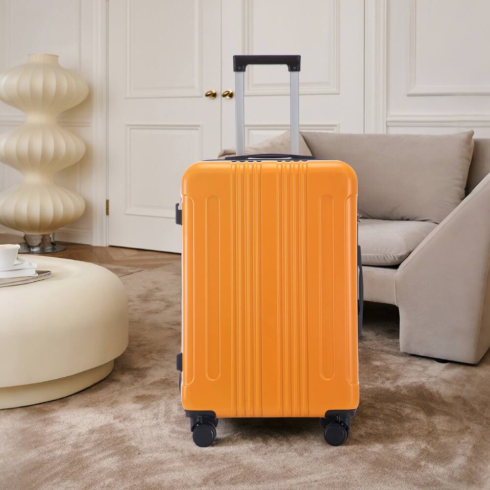Alt View 3. Ropilly - Ropilly 3 Piece Hard Shell Luggage Set Black and Orange Suitcase Set ABS Spinner Wheel Luggage - Black+Orange.