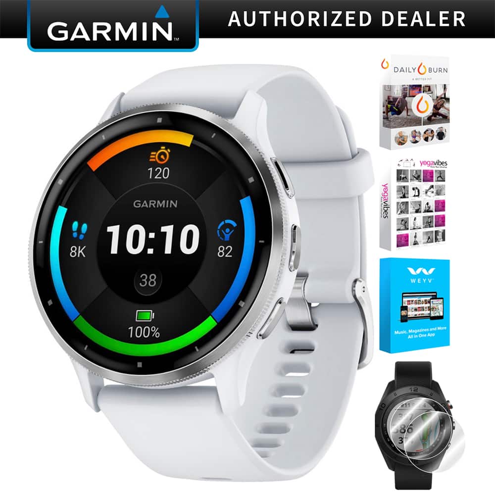 Garmin - Venu 3 GPS Smartwatch Silver Steel Bezel w/ Whitestone Case +Accessories Kit - Stainless Steel and Whitestone - (2023)