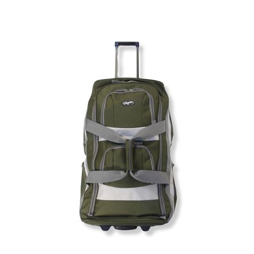 Front. Vulpecula Spade - 22 inch Carry On 8 Pockets Wheeled Rolling Duffel Bag Water Resistant Luggage Lightweight Travel Suitcase with - Green.