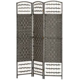 Homcom - 3 Panel Room Divider, Folding Privacy Screen, 5.6' Room Separator, Wave Fiber Freestanding Partition Wall Divider - Gray