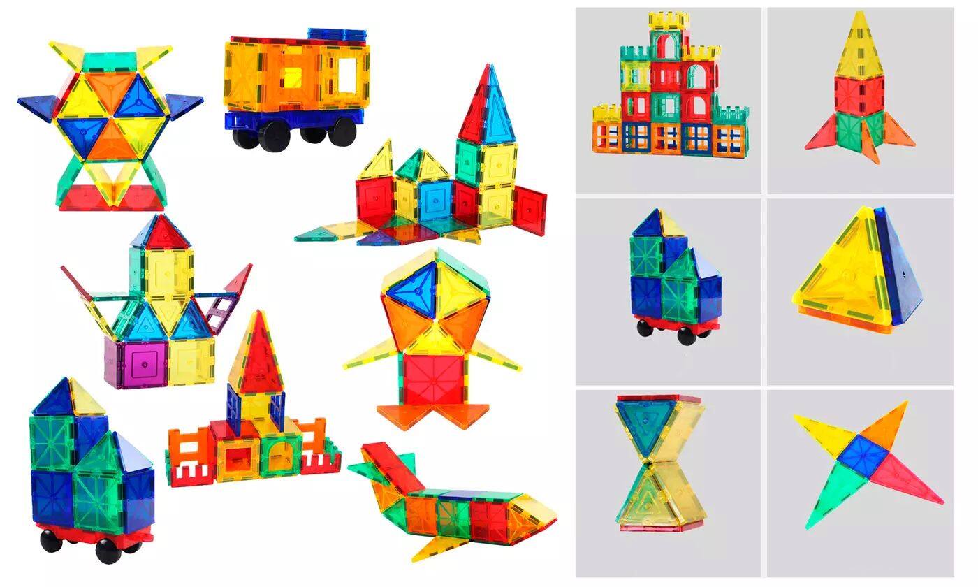 Left. Link - Link 3D 100pc Magnetic Building Blocks Tile Set - Great For Fine Motor Skills & Problem Solving - multi.
