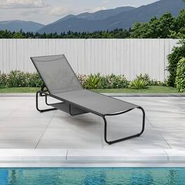Ainfox - Patio Lounge Chair Chaise Lounge for Patio, Beach, Pool Grey Brown - Gray