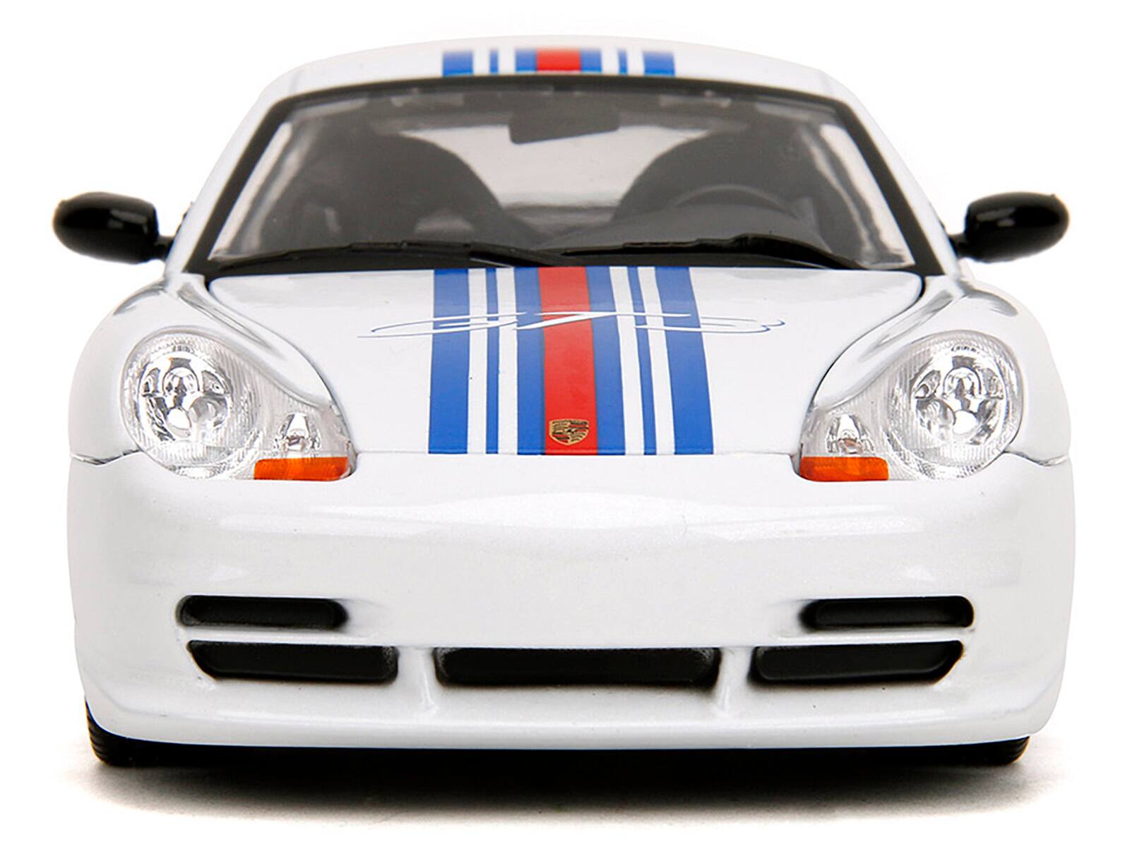 Alt View 5. Jada - Porsche 911 GT3 (996) White with Red and Blue Stripes "Hyper-Spec" Series 1/24 Diecast Model Car by Jada.