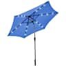 Costway - 9' Solar LED Lighted Patio Market Umbrella Tilt Adjustment Crank Lift - Blue