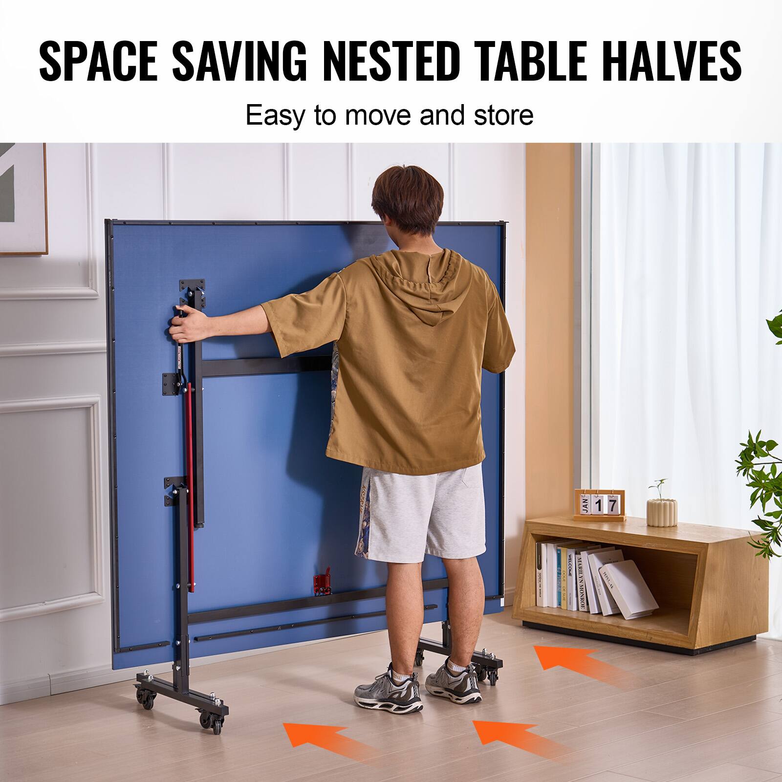 SPACE SAVING NESTED TABLE HALVES  
Easy to move and store