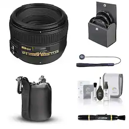 Bundle - Nikon - 50mm f/1.4G AF-S NIKKOR Lens, with ProOptic 58mm Filter Kit, Lens Case, Lens Cleaner, Cleaning Kit, Lens