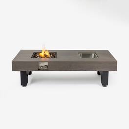 PexFix - 54 in. Iron Fire Pit Table w/ Ice Bucket Design & Waterproof Cover – Perfect for Patios & Outdoor Entertaining - Gray