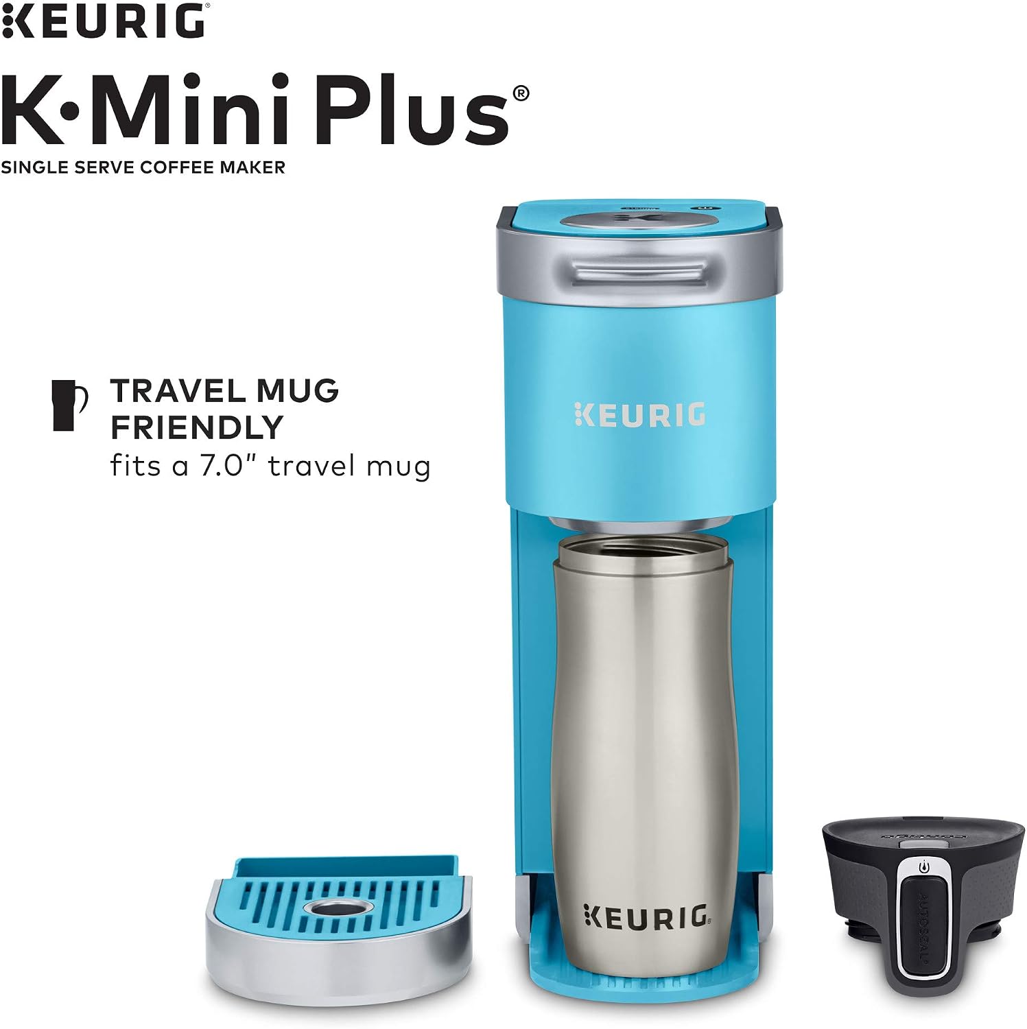 KEURIG K-Mini Plus SINGLE SERVE COFFEE MAKER -- TRAVEL MUG FRIENDLY fits a 7.0" travel mug