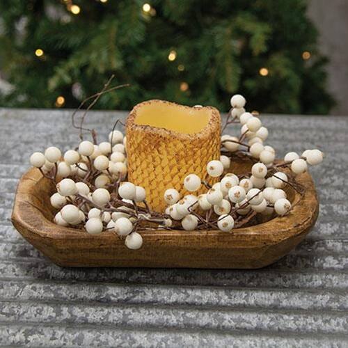 Angle. BreeBe - White Snowberry & Twig Candle Ring 3.5" - Multi.