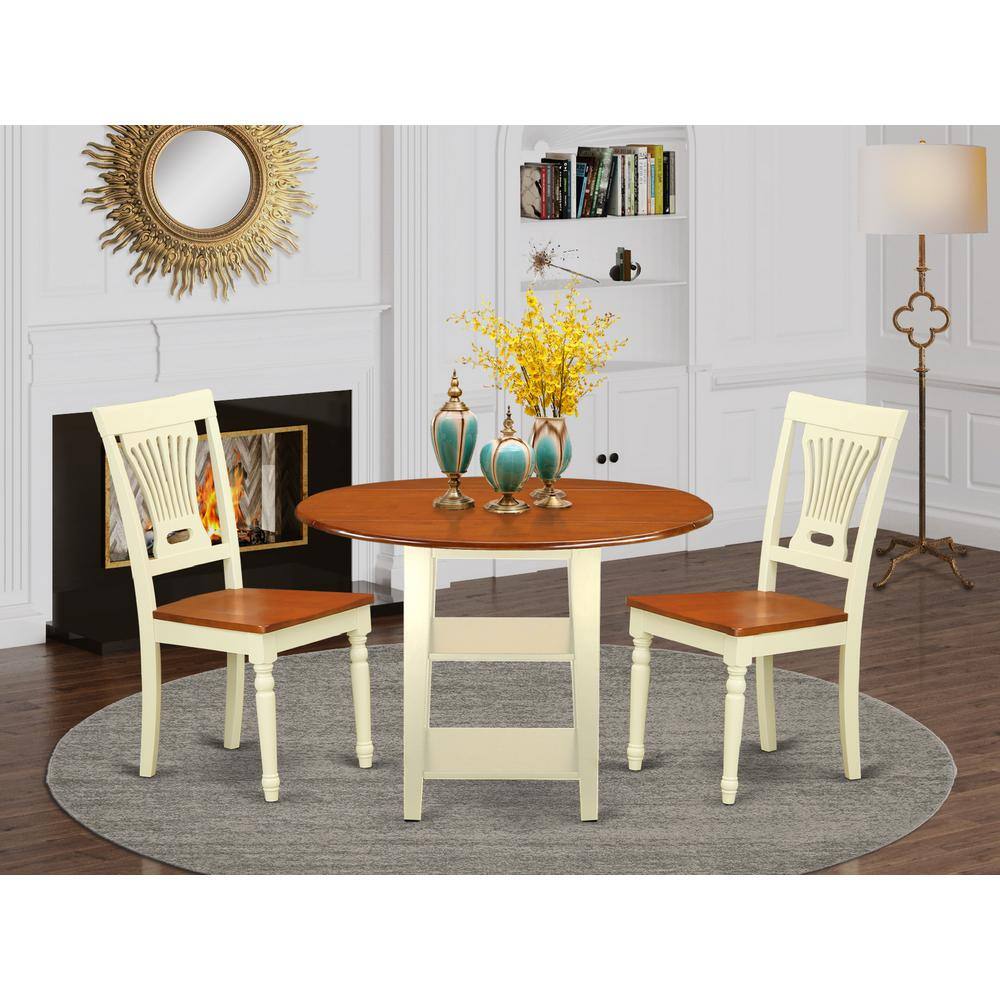 Back. East West Furniture - Dining Room Set Buttermilk & Cherry - Brown.