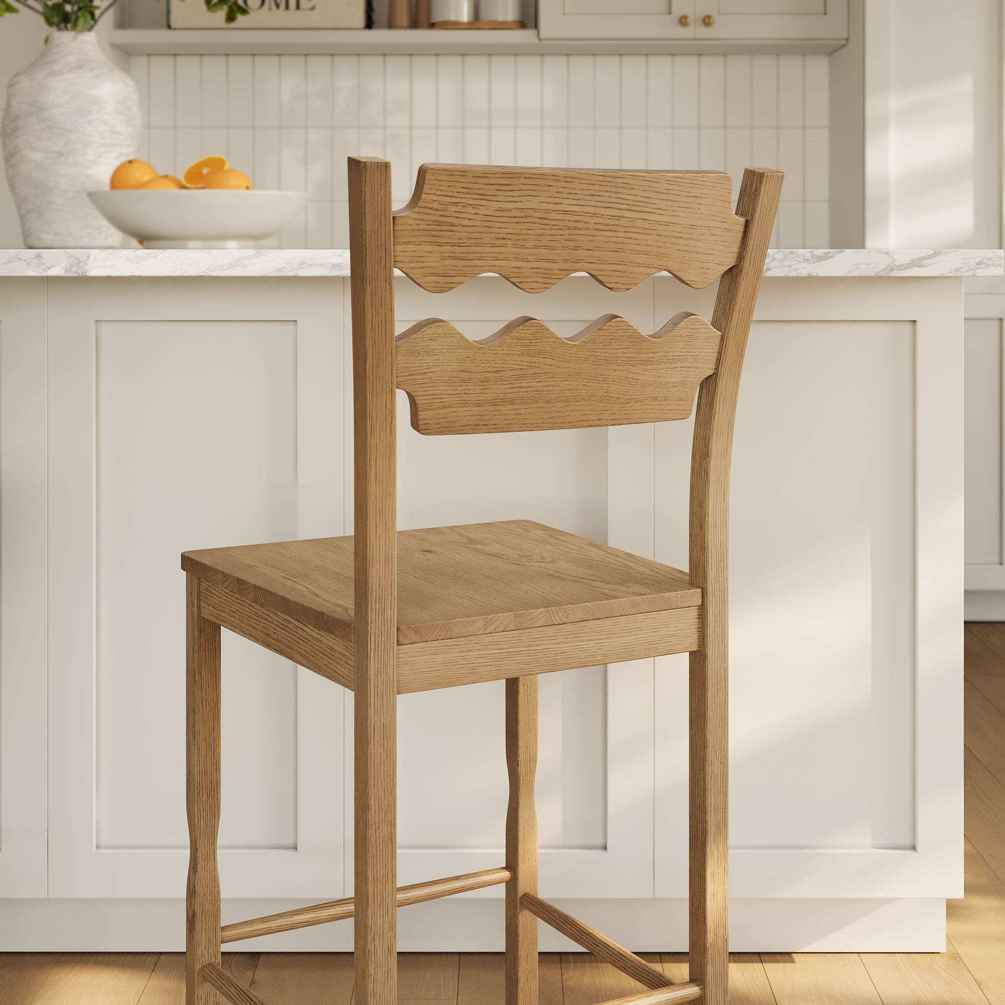 Alt View 1. Modway - Jax Oak Wood Bar Stool With Wavy Razor Back by Modway - Weathered Oak.