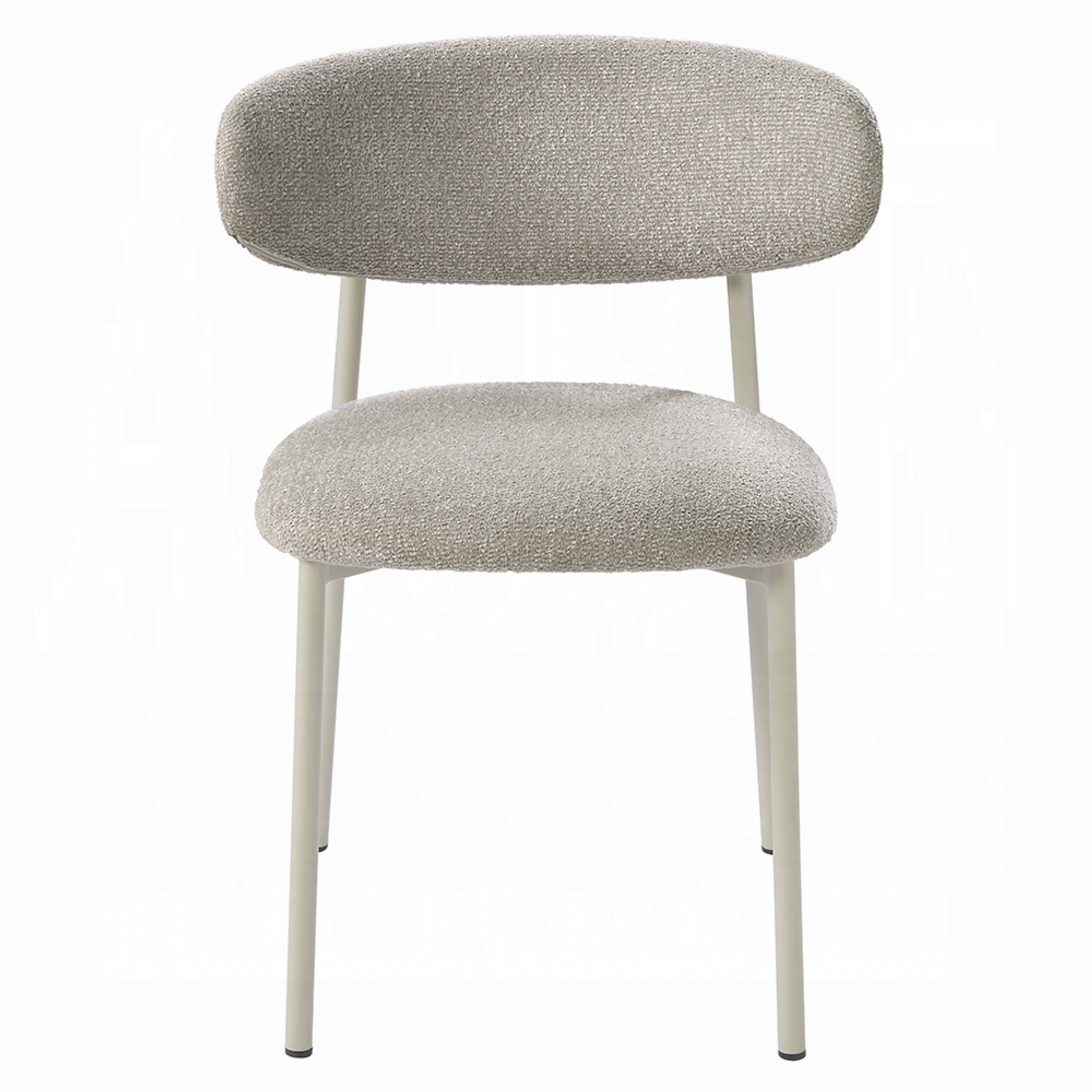 Alt View 1. Manhattan Lane - Sinra Side Dining Chair Set of 2, Light Gray Fabric, Metal Frame - Gray, White.