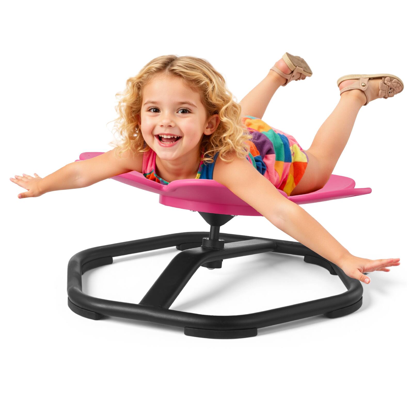 Front. VEVOR - Kids Swivel Chair, 220 lbs Capacity, Flower Shape Sensory Spinning Chair, Autistic Kids Sensory Toy Seat - Red.