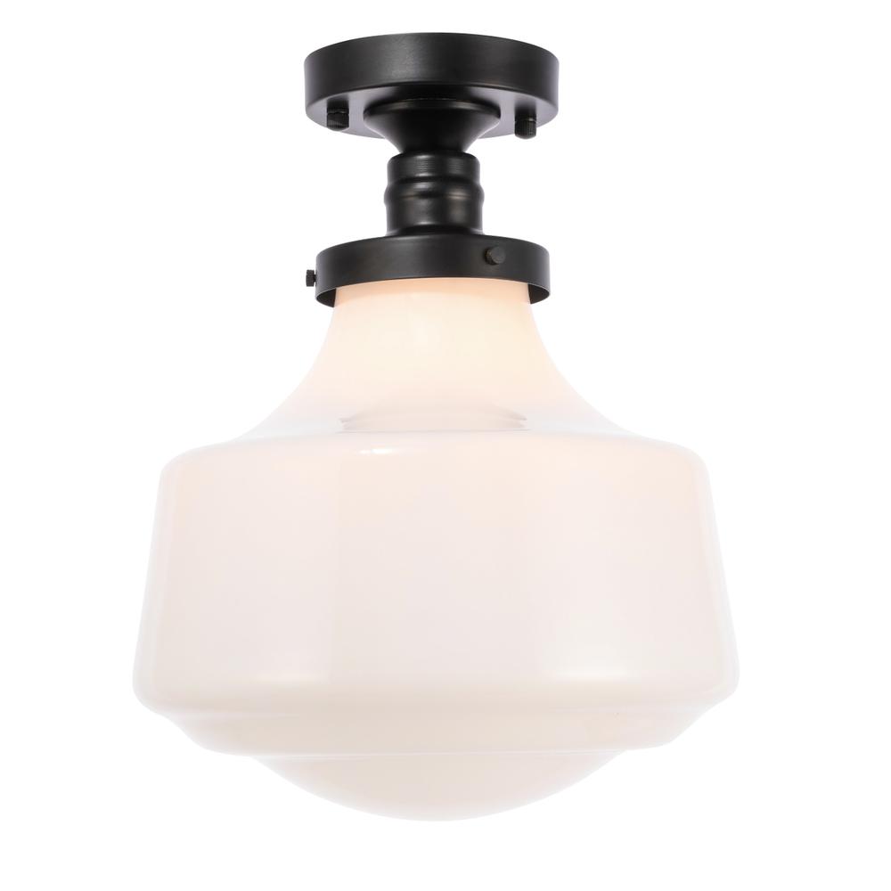 Alt View 8. Living District - Lyle 1 light Black and frosted white glass Flush mount - Black And Frosted White Glass.
