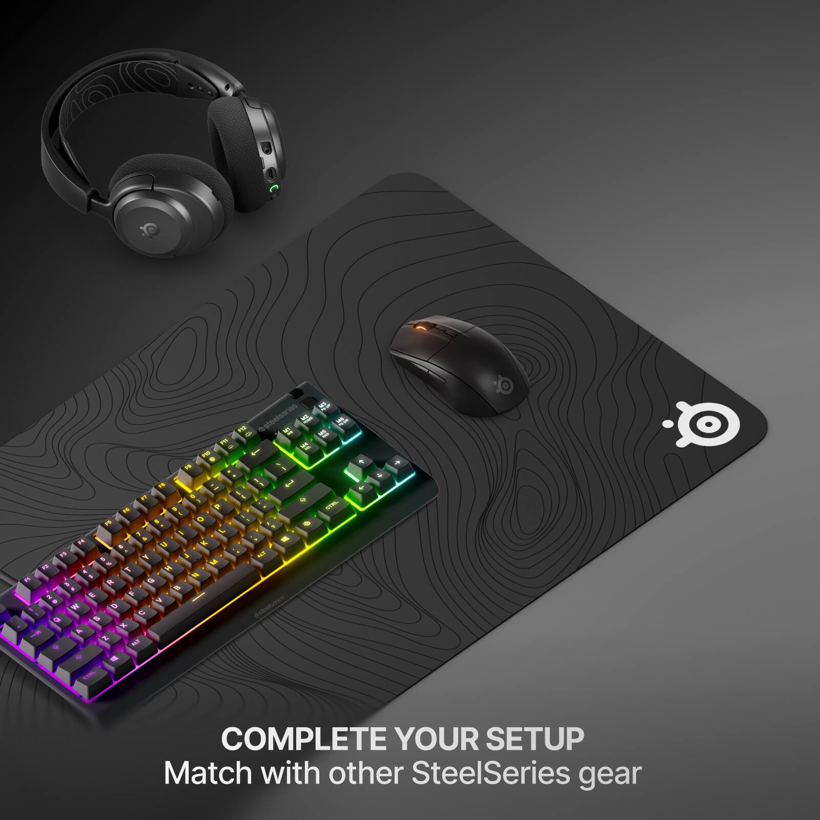 @steelseries M1

e o
C.T.RIL
E 5 A T n 3 R 2 3 W a 0 S x A N ALT CTRL
U H G V
M

Osteelseries

COMPLETE YOUR SETUP
Match with other SteelSeries gear