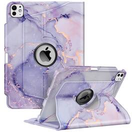 Kitcheniva - Adjustable Rotating Case For iPad Pro 11 Inch M4 2024 Sleep Wake Design Lilac Purple - Lilac Marble