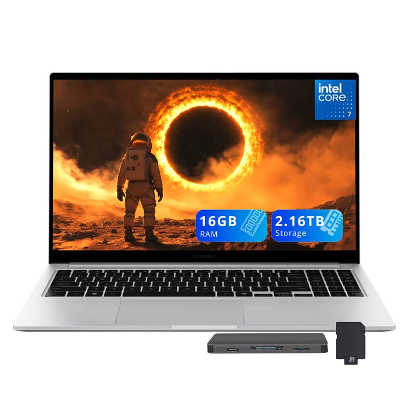 Samsung - Galaxy Book4 15.6" FHD Laptop,Intel Core 7 150U,16GB RAM,2TB SSD+160GB Dock Set,Backlit Keyboard,Win11 - Silver