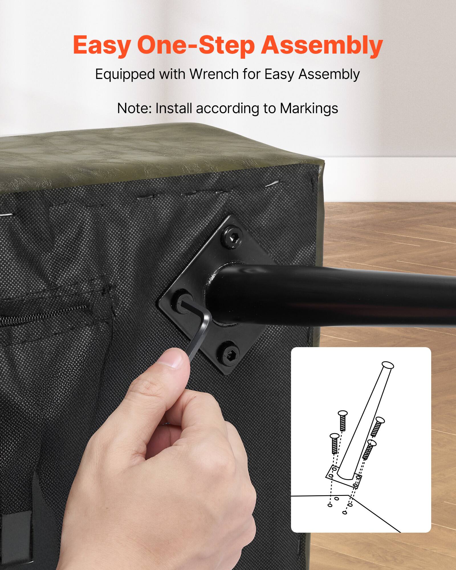 Easy One-Step Assembly  
Equipped with Wrench for Easy Assembly  
Note: Install according to Markings
