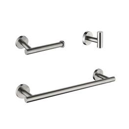JUJABU - 3-Pieces Towel Bar Bathroom Hardware Accessories Set - Brushed Nickel