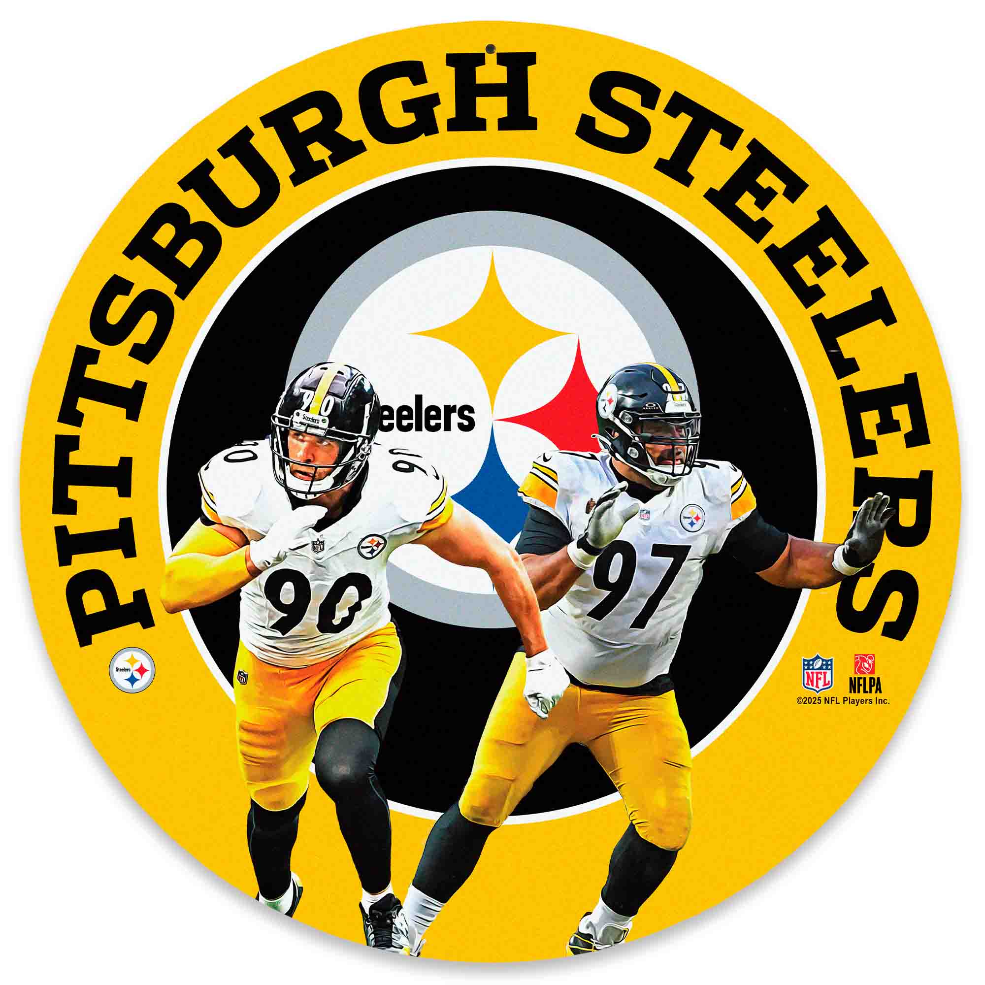 Pittsburgh Steelers T.J. Watt &-Cameron Heyward Team Stars 11" Round Metal Sign