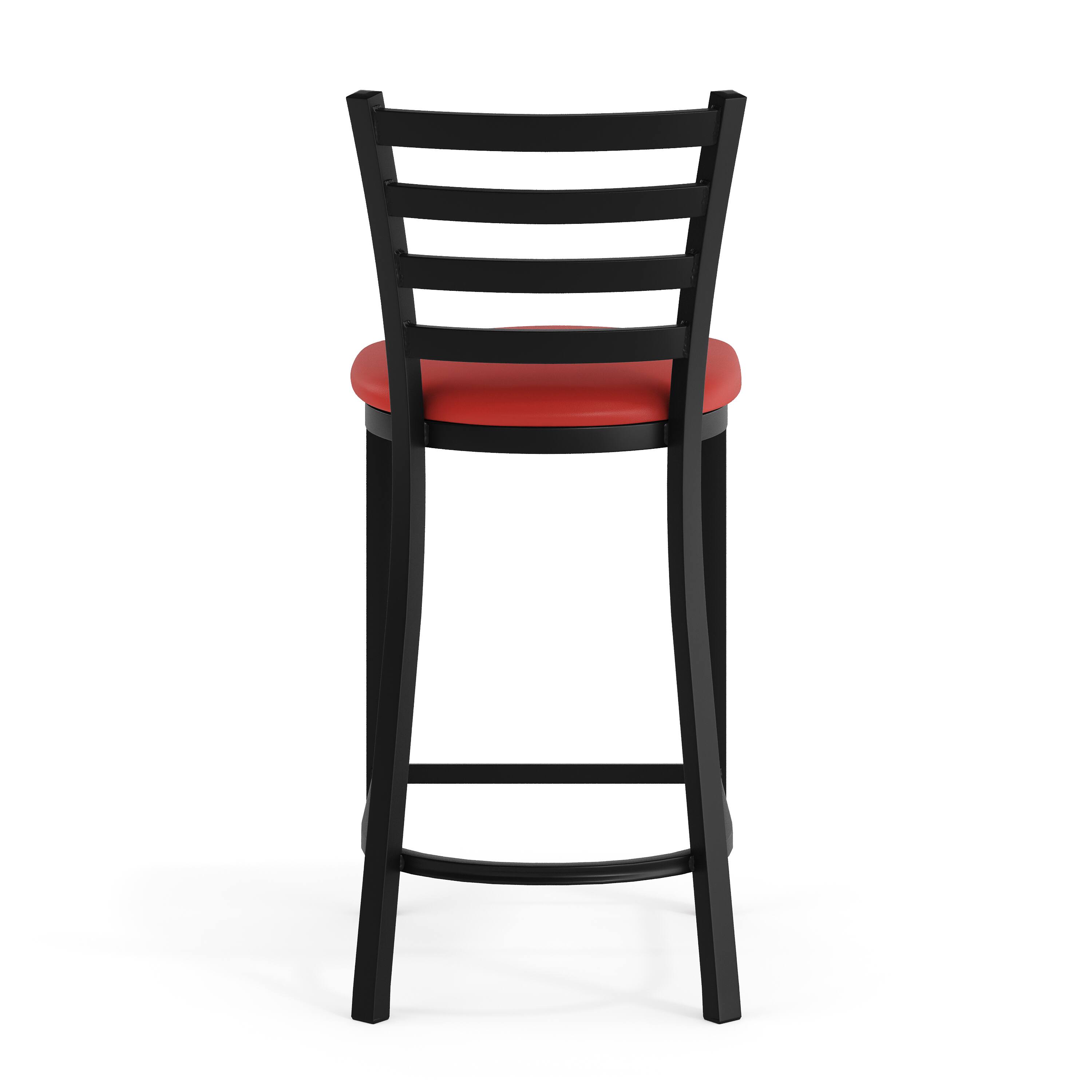 Alt View 7. Emma + Oliver - Ladder Back Metal Restaurant Counter Stool - Upholstered Seat - Red Vinyl Seat/Black Metal Frame.