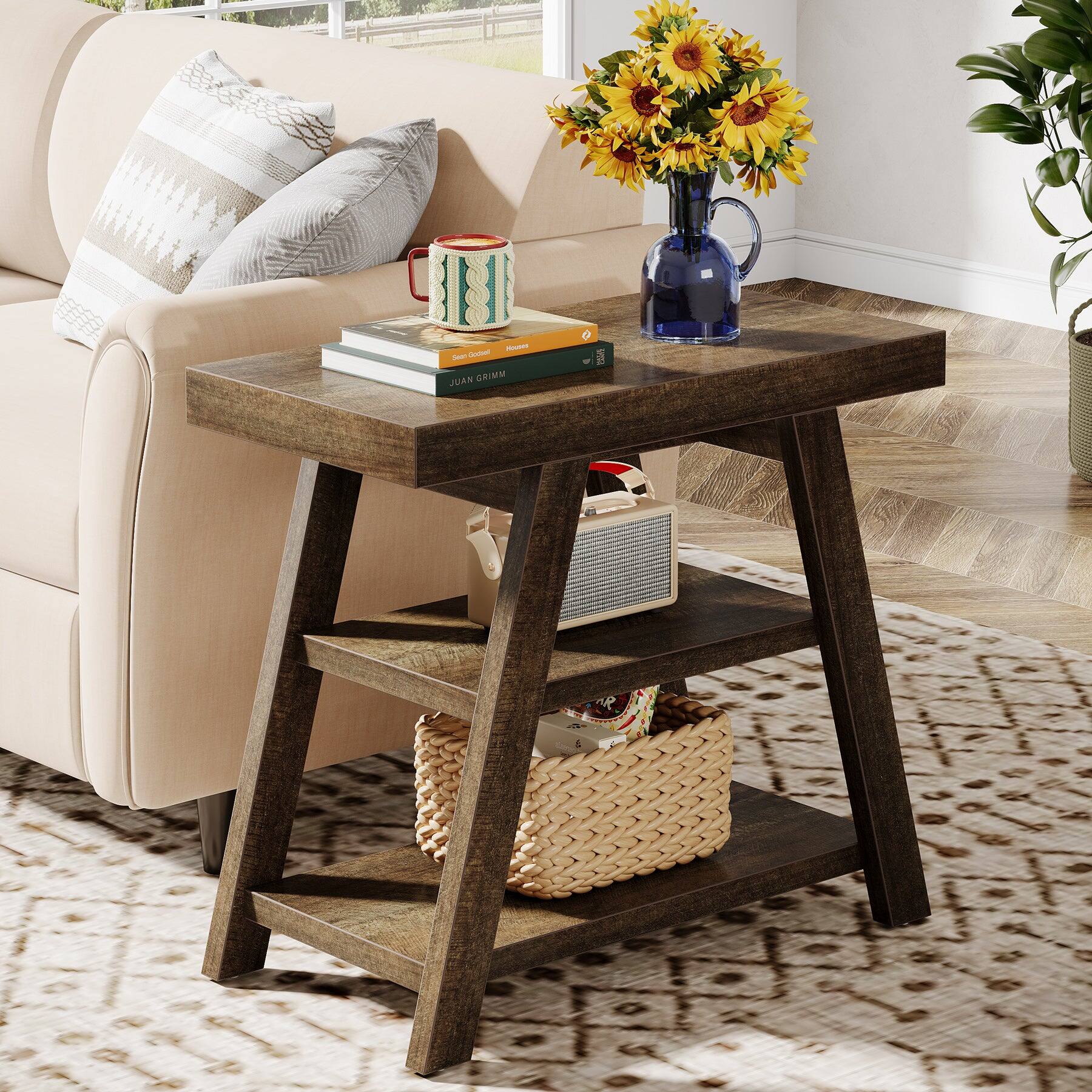 Tribesigns Farmhouse End Table with Engineered Wood Construction and ...