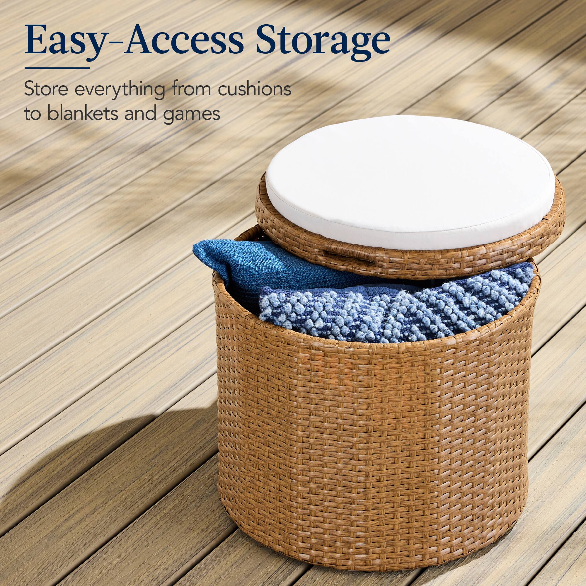 Easy-Access Storage

Store everything from cushions to blankets and games