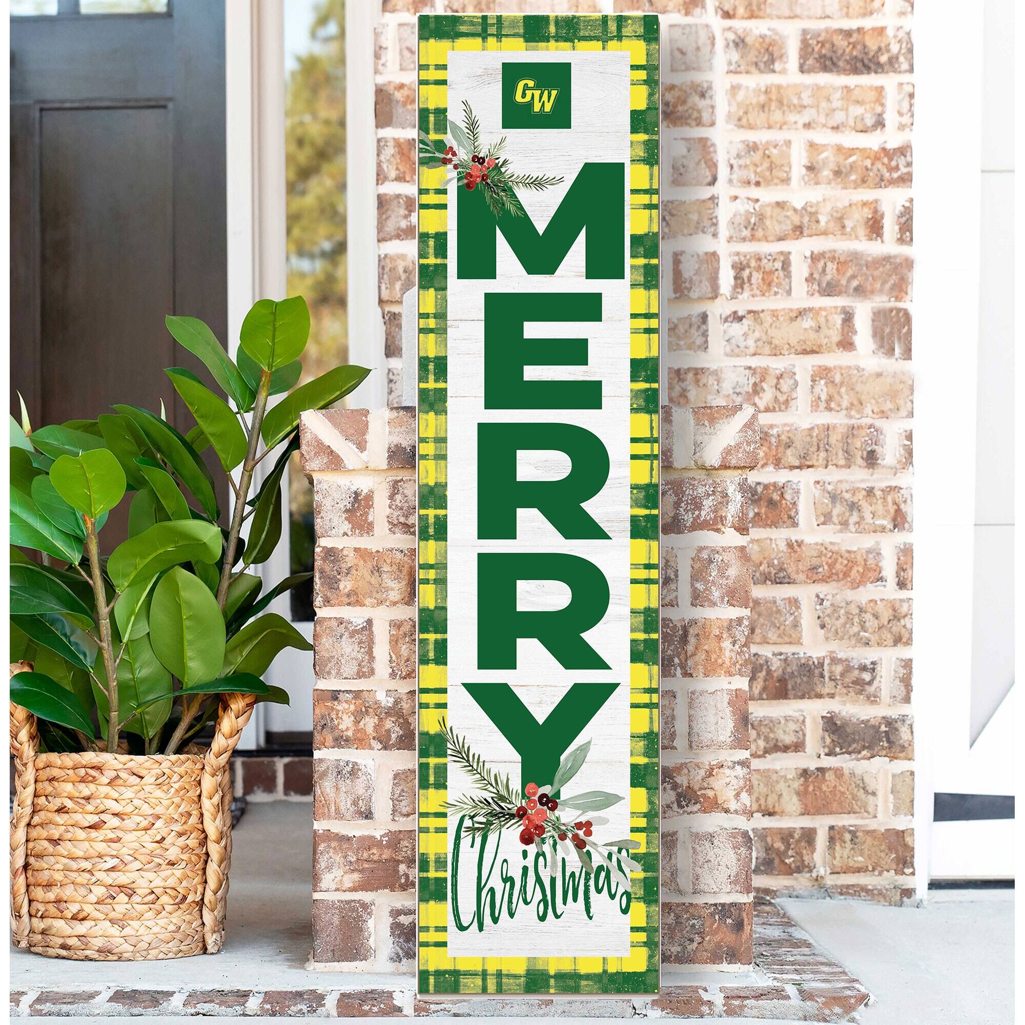 Alt View 1. Jardine - Golden West College 12'' x 48'' Outdoor Merry Christmas Leaner - White.
