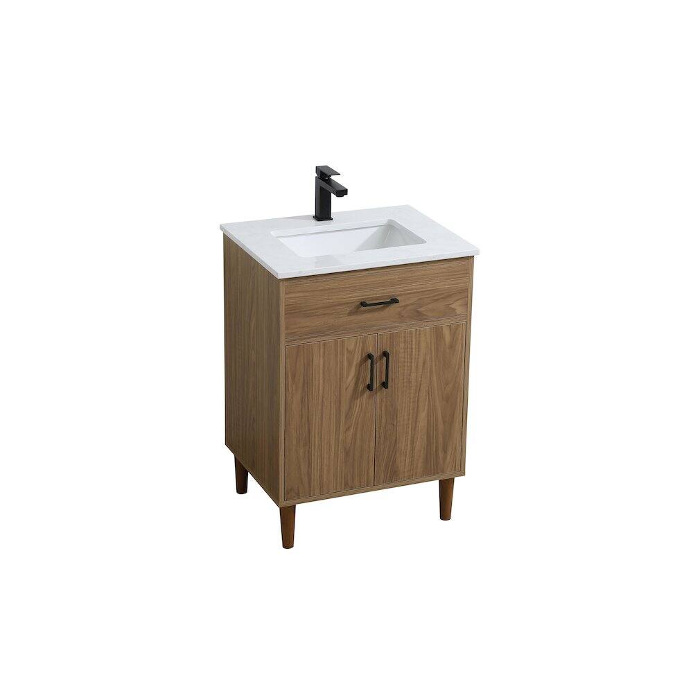 Alt View 2. Elegant Kitchen and Bath - Chandler 24 Inch Single Bathroom Vanity In Walnut Brown - Walnut Brown.