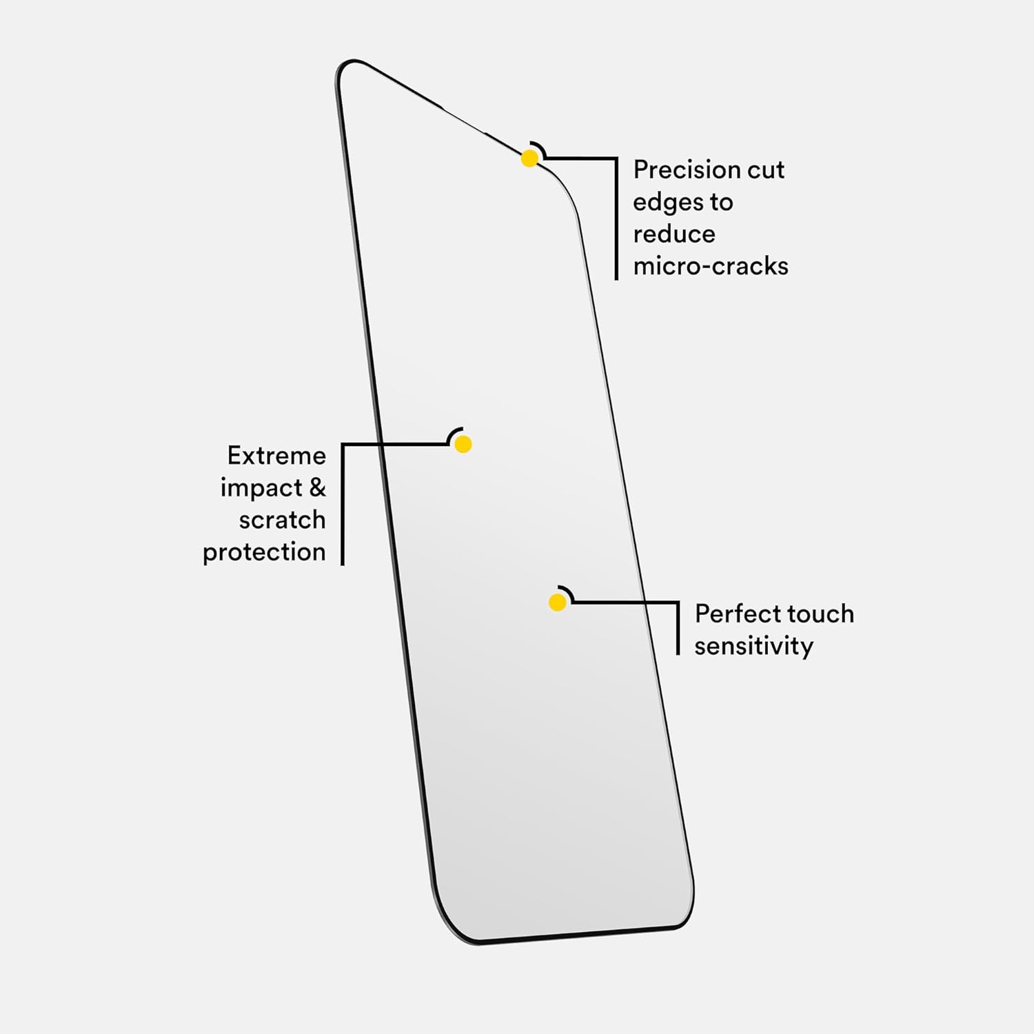 - Precision cut edges to reduce micro-cracks
- Extreme impact & scratch protection
- Perfect touch sensitivity