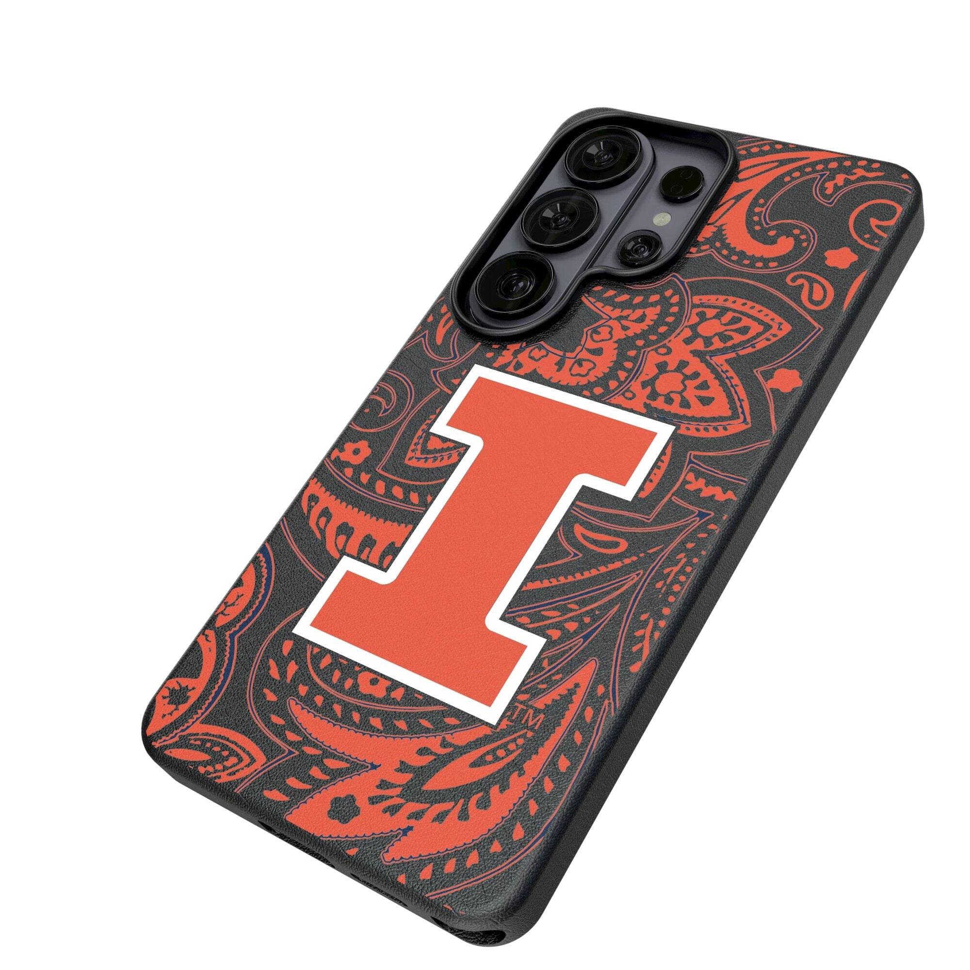 Alt View 1. Keyscaper - Illinois Fighting Illini Paisley Galaxy Magnetic Bump Case - S25 - Black.