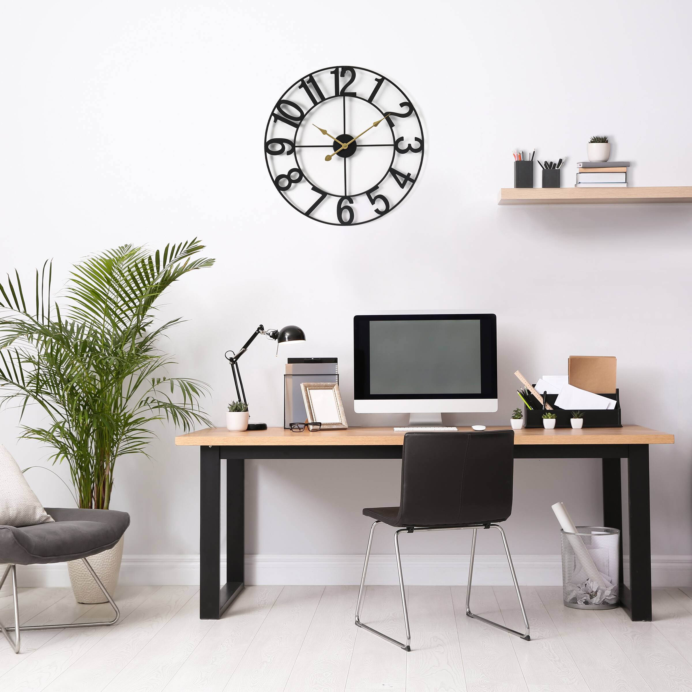 Alt View 4. Sorbus - Sorbus Large Wall Clock for Living Room Decor - Numeral Wall Clock for Kitchen - 16 inch - Battery Operated Analog Clock - Black.