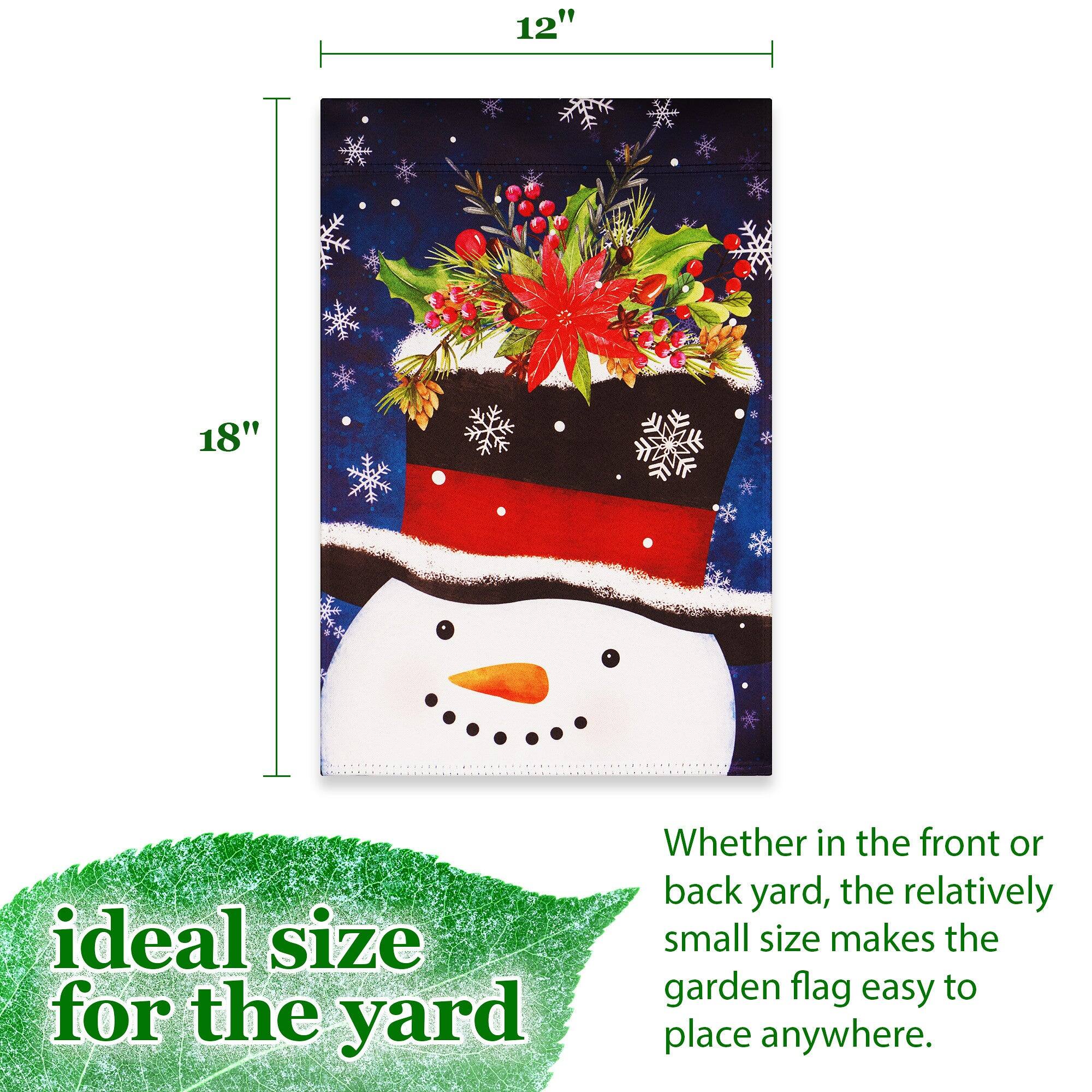 12" x 18" ideal size for the yard  
Whether in the front or back yard, the relatively small size makes the garden flag easy to place anywhere.