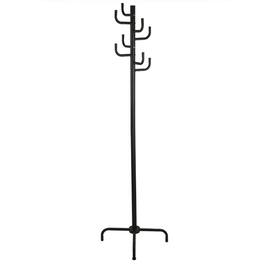 SlickBlue - Space-Saving Metal Hall Tree Coat Rack with Hat Hooks - Black