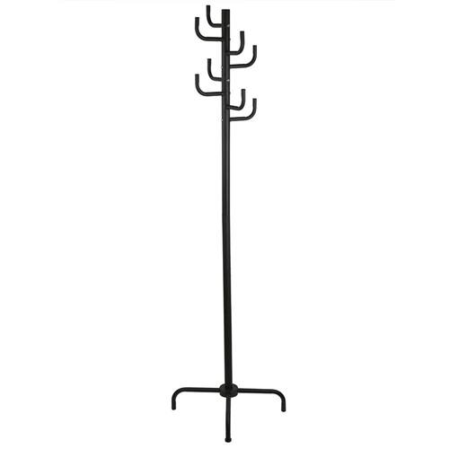 Front. SlickBlue - Space-Saving Metal Hall Tree Coat Rack with Hat Hooks - Black.