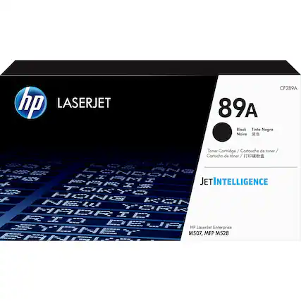 hp LASERJET CF289A 89A Black Tinta Negra Noire
Toner Cartridge / Cartouche de toner / Cartucho de toner / 打印碳粉盒
JET INTELLIGENCE
HP LaserJet Enterprise M507, MFP M528