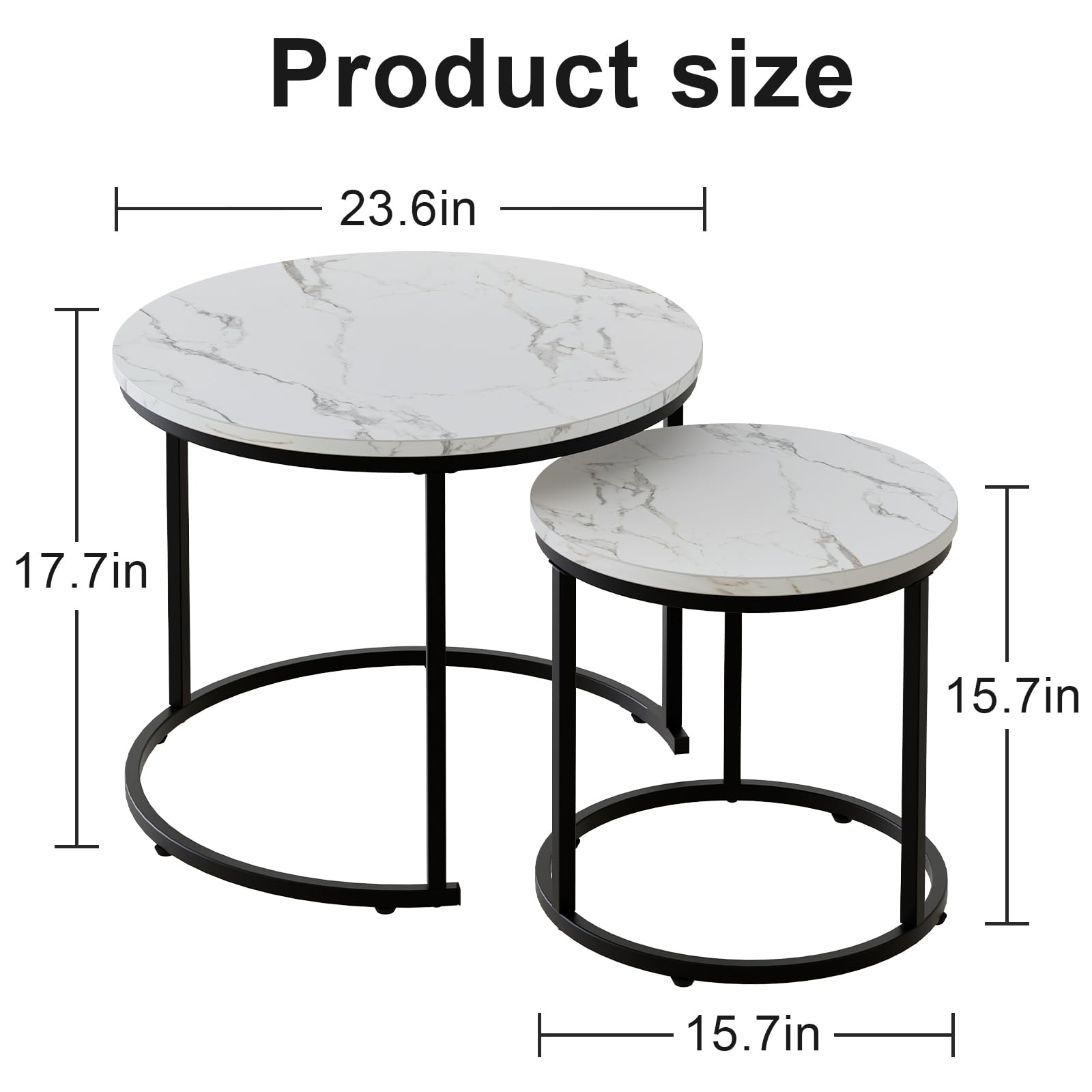 Product size

- Diameter: 23.6in
- Height: 17.7in
- Seat Diameter: 15.7in
- Seat Height: 15.7in
