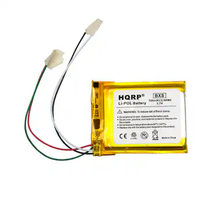 HQRP BXS 720mAh/2.66Wh Li-POL Battery 3.7V
WARNING: To reduce risk of fire or burns.
- Do not attempt to open, disassemble the battery pack.
- Do not crush, puncture, short external contacts or dispose of in fire or water.
- Do not expose to temperature above 80°C (140°F).
- Do not expose with the battery pack designed for this product.
- Replace only with the battery pack designed for this product.
CE LI-POL
Made in China