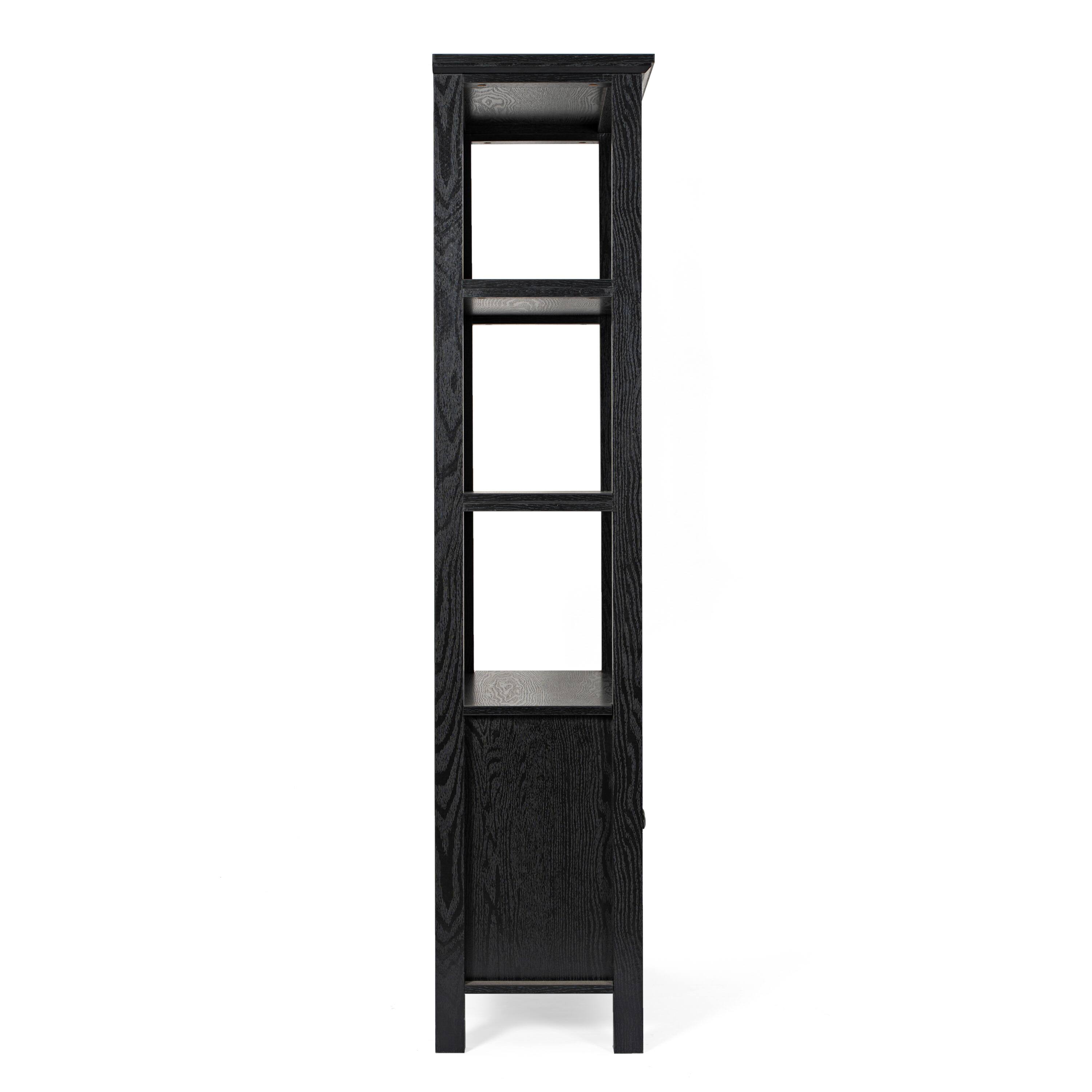 Alt View 8. Emma + Oliver - Dassie Modern Farmhouse Wooden Bookcase and Storage Cabinet with Tempered Glass Doors and 3 Upper Shelves - Black.