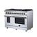 Angle. Forno Appliances - Massimo 6.58 Cu. Ft. Freestanding True Convection Gas Range with Air Fryer Kit, Wok Support & Two Griddles - White.