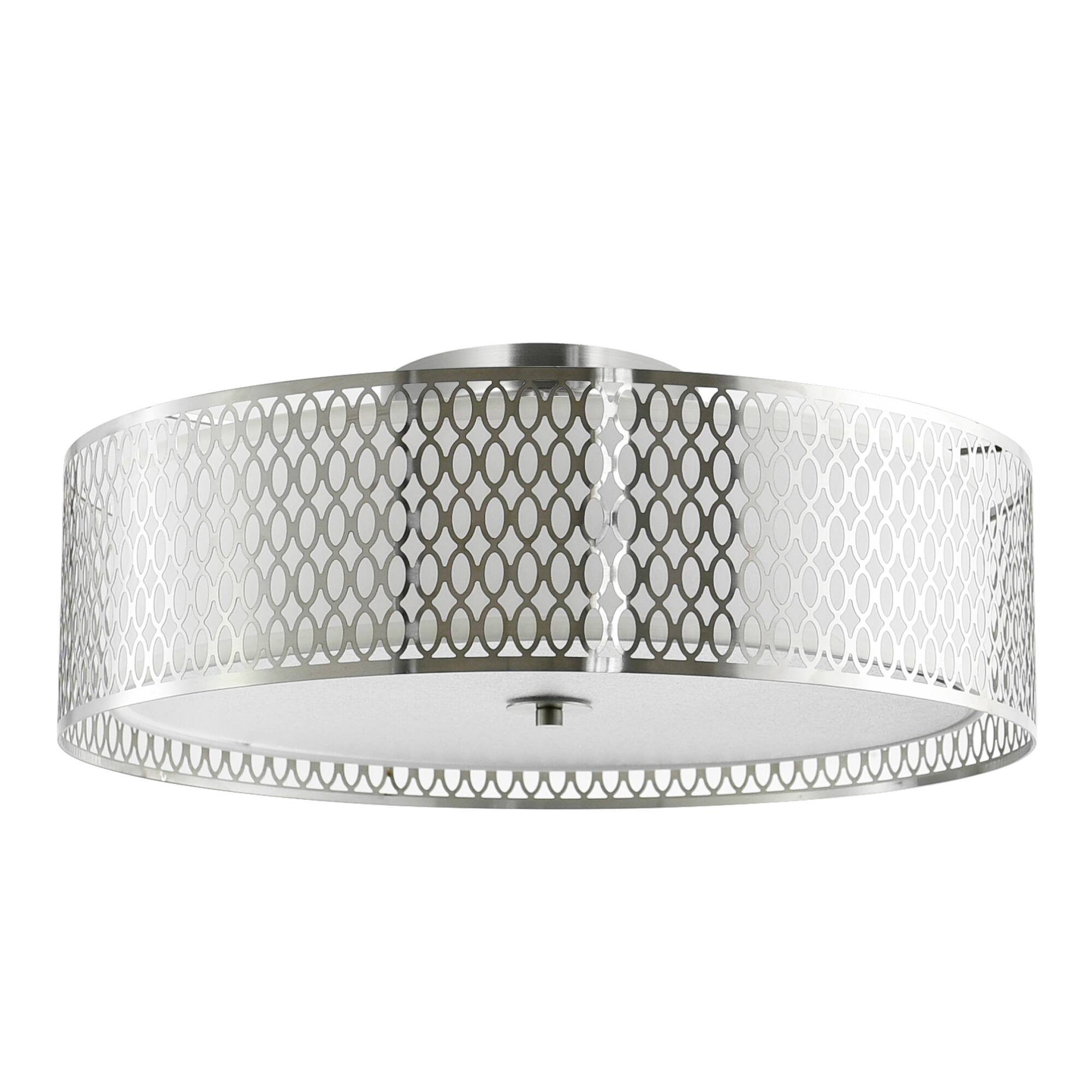 Back. CWI Lighting - Mikayla 5 Light Drum Shade Flush Mount With Satin Nickel Finish - Satin Nickel.